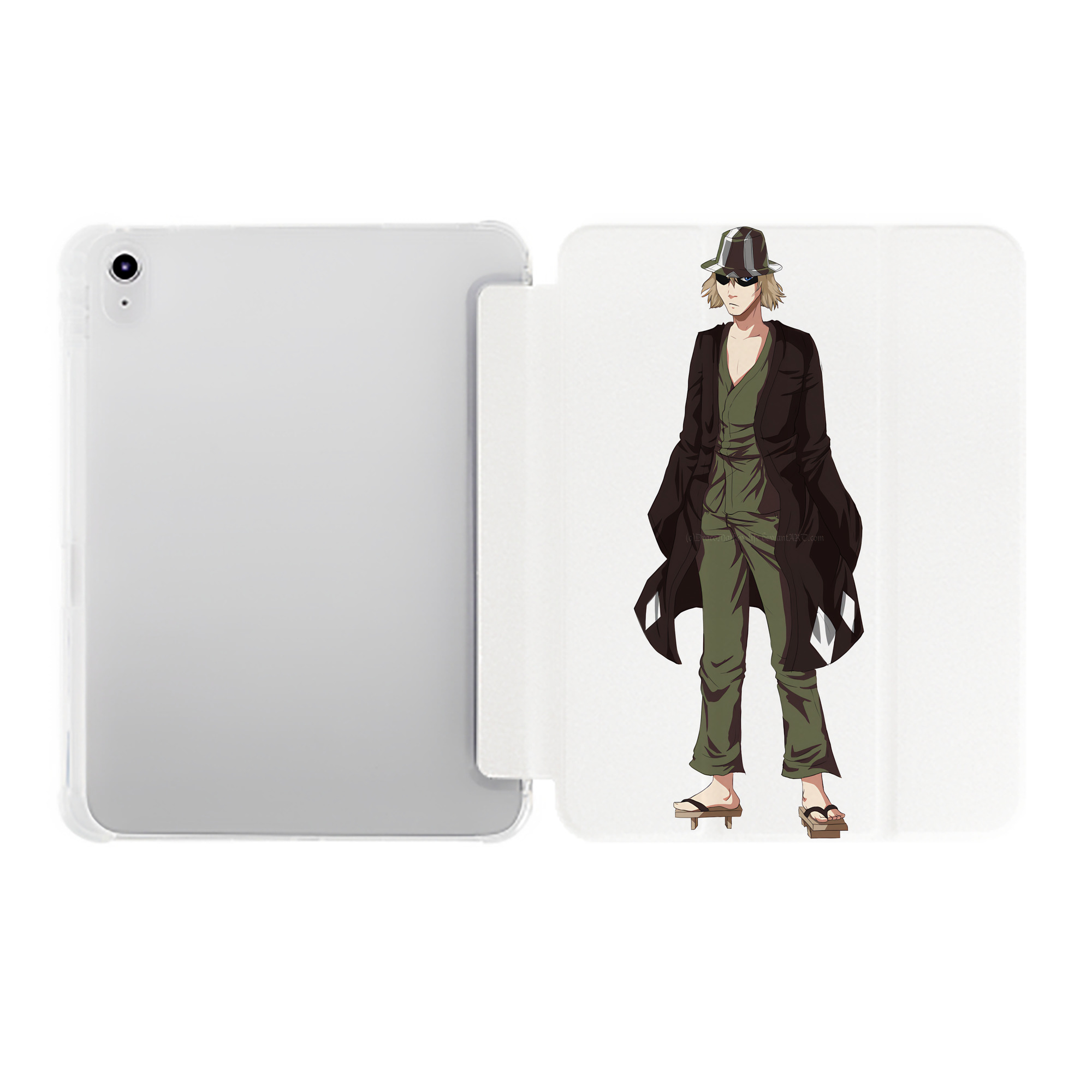 （画像用） "ブリーチ 浦原 喜助（うらはら きすけ） BLEACH Urahara Kisuke " IPad ケース ペン収納付き 三つ折りスタンド PUレザー×シリコン 対応機種9.5/10.5/10.9インチ